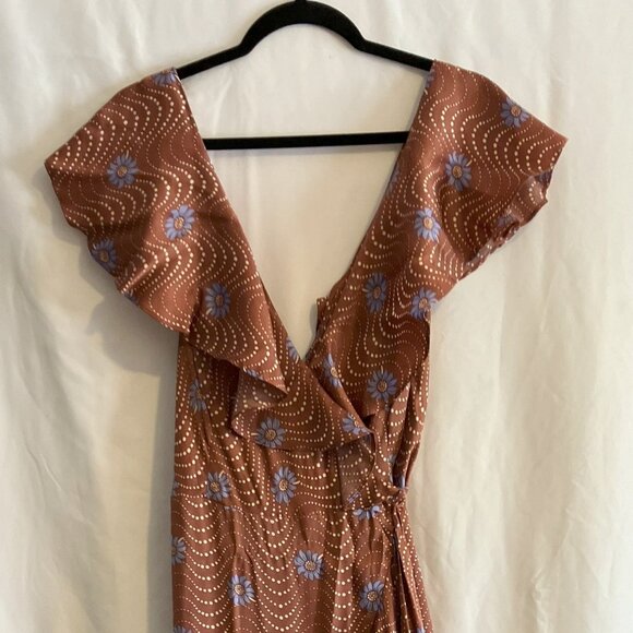 Anthropologie Dress - size M - Brown with blue flowers - Picture 1 of 8